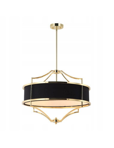 Elegancka lampa wisząca Stesso Gold Nero M, 4x E27, klasyczne oświetlenie do salonu i jadalni, czarno-złota.