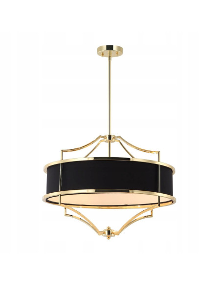 Elegancka lampa wisząca Stesso Gold Nero M, 4x E27, klasyczne oświetlenie do salonu i jadalni, czarno-złota.