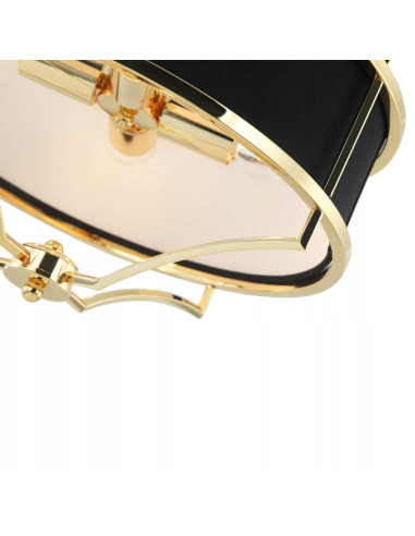 Lampa Wisząca Stesso Gold Noir S- Elegancki Żyrandol do Jadalni, Salonu i Sypialni z Czarnym Kloszem i Złotą Ramą