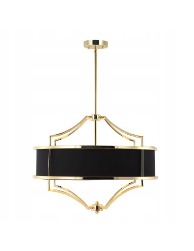 Elegancka lampa wisząca Stesso Gold Nero M, 4x E27, klasyczne oświetlenie do salonu i jadalni, czarno-złota.