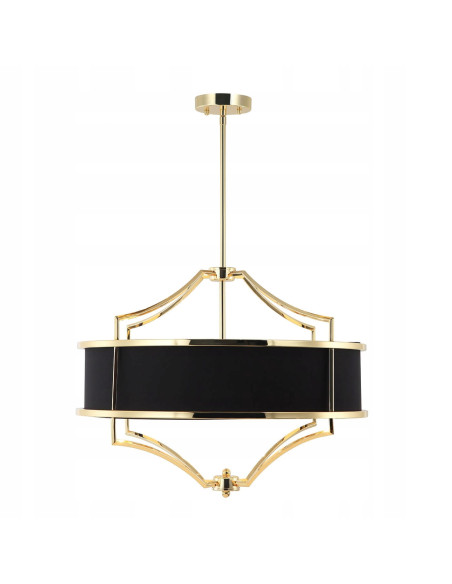 Elegancka lampa wisząca Stesso Gold Nero M, 4x E27, klasyczne oświetlenie do salonu i jadalni, czarno-złota.