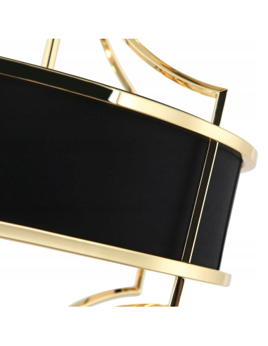 Lampa Wisząca Stesso Gold Noir S- Elegancki Żyrandol do Jadalni, Salonu i Sypialni z Czarnym Kloszem i Złotą Ramą