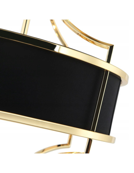 Lampa Wisząca Stesso Gold Noir S- Elegancki Żyrandol do Jadalni, Salonu i Sypialni z Czarnym Kloszem i Złotą Ramą