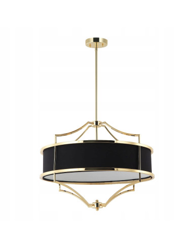 Elegancka lampa wisząca Stesso Gold Nero M, 4x E27, klasyczne oświetlenie do salonu i jadalni, czarno-złota.
