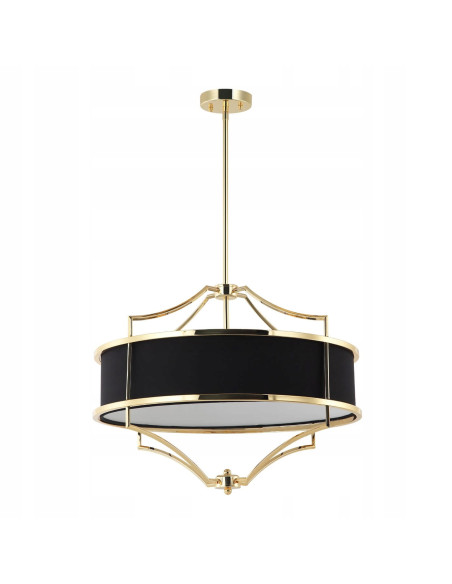 Elegancka lampa wisząca Stesso Gold Nero M, 4x E27, klasyczne oświetlenie do salonu i jadalni, czarno-złota.