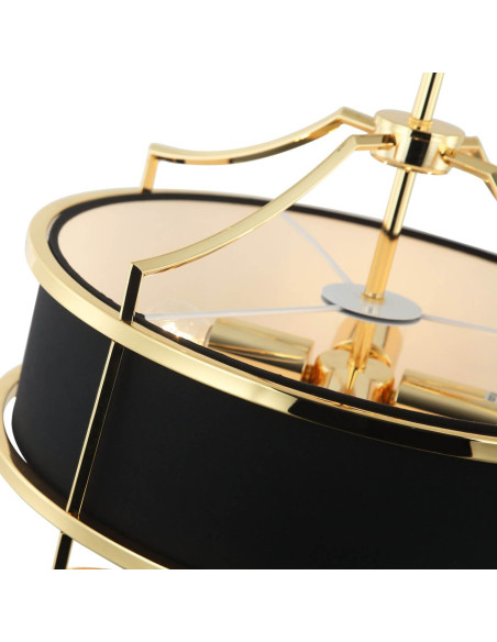 Lampa Wisząca Stesso Gold Noir S- Elegancki Żyrandol do Jadalni, Salonu i Sypialni z Czarnym Kloszem i Złotą Ramą