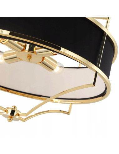 Elegancka lampa wisząca Stesso Gold Nero M, 4x E27, klasyczne oświetlenie do salonu i jadalni, czarno-złota.