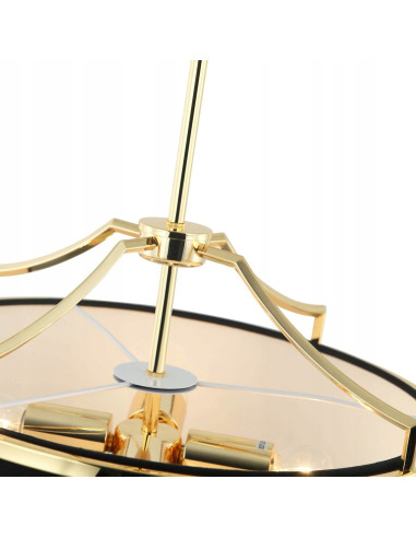 Lampa Wisząca Stesso Gold Noir S- Elegancki Żyrandol do Jadalni, Salonu i Sypialni z Czarnym Kloszem i Złotą Ramą