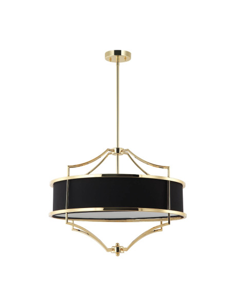 Elegancka lampa wisząca Stesso Gold Nero M, 4x E27, klasyczne oświetlenie do salonu i jadalni, czarno-złota.