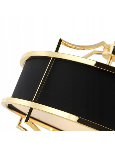 Lampa Wisząca Stesso Gold Noir S- Elegancki Żyrandol do Jadalni, Salonu i Sypialni z Czarnym Kloszem i Złotą Ramą
