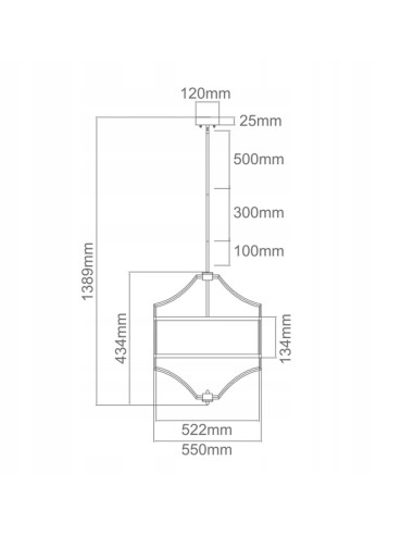 Elegancka lampa wisząca Stesso Gold Nero M, 4x E27, klasyczne oświetlenie do salonu i jadalni, czarno-złota.