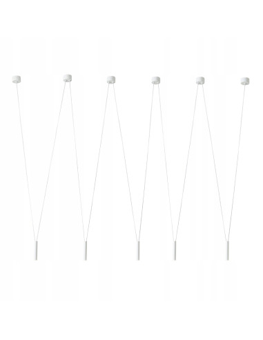 Żyrandol Loftowy Viva V Bianco - Nowoczesne Białe Oświetlenie, 5-Punktowe, 158,5 cm, Metal/Aluminium, Idealne do Biura i Jadalni