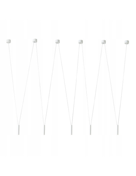 Żyrandol Loftowy Viva V Bianco - Nowoczesne Białe Oświetlenie, 5-Punktowe, 158,5 cm, Metal/Aluminium, Idealne do Biura i Jadalni
