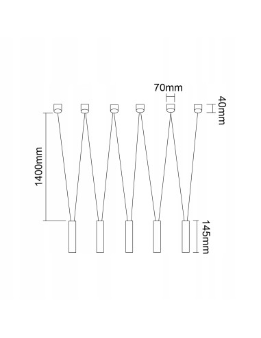 Żyrandol Loftowy Viva V Bianco - Nowoczesne Białe Oświetlenie, 5-Punktowe, 158,5 cm, Metal/Aluminium, Idealne do Biura i Jadalni