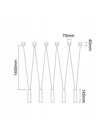 Żyrandol Viva V Nero - elegancka lampa wisząca z 5 punktami świetlnymi w czarnym kolorze, nowoczesny design do wnętrz