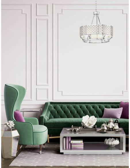 Lampa Wisząca Verno Old Gold - Elegancki Żyrandol 6-punktowy do Salonu i Jadalni w Nowoczesnym Stylu