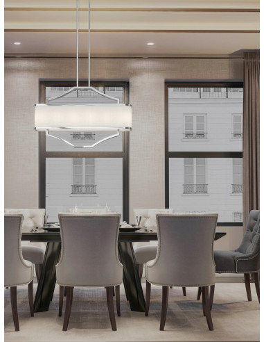 Lampa sufitowa Gerdo Ovale Cromo - elegancki żyrandol 6-punktowy w minimalistycznym stylu do jadalni i salonu