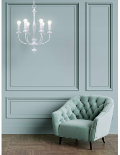 Luksusowy żyrandol Castella w kolorze białym, 6 świeczników - elegancka ozdoba do salonu i jadalni. 2