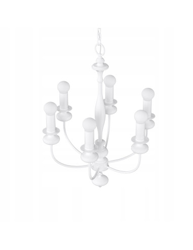 Luksusowy żyrandol Castella w kolorze białym, 6 świeczników - elegancka ozdoba do salonu i jadalni.