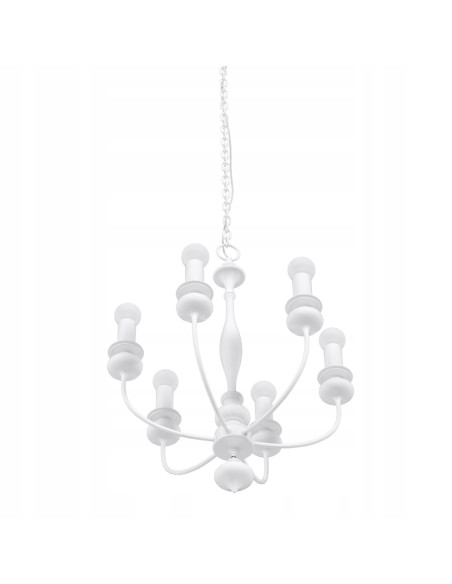 Luksusowy żyrandol Castella w kolorze białym, 6 świeczników - elegancka ozdoba do salonu i jadalni.