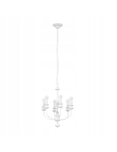 Luksusowy żyrandol Castella w kolorze białym, 6 świeczników - elegancka ozdoba do salonu i jadalni.