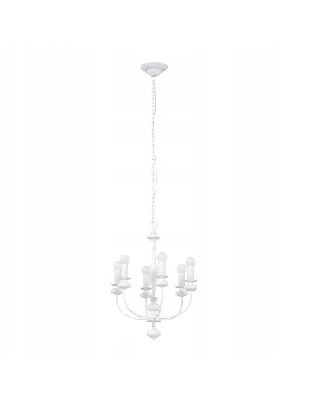Luksusowy żyrandol Castella w kolorze białym, 6 świeczników - elegancka ozdoba do salonu i jadalni.