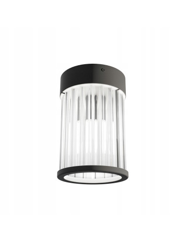 Lampa sufitowa Fiatto PL Nero 8 - elegancka lampa z transparentnego szkła i z metalowymi detalami w stylu Hampton