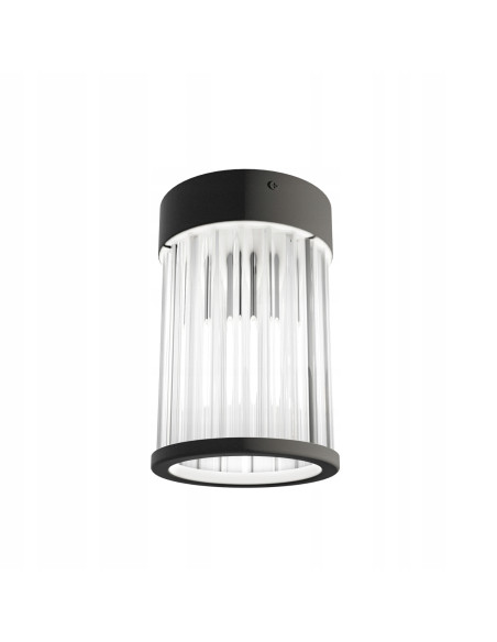 Lampa sufitowa Fiatto PL Nero 8 - elegancka lampa z transparentnego szkła i z metalowymi detalami w stylu Hampton