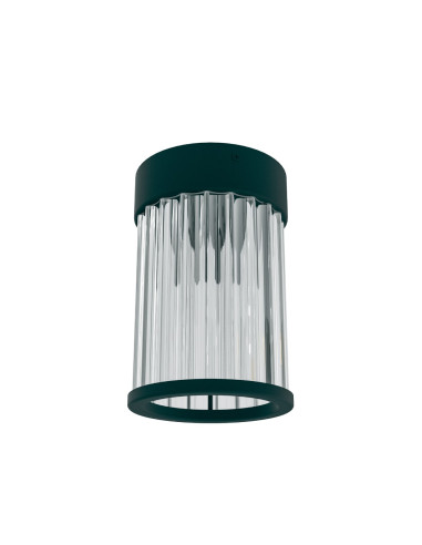 Lampa sufitowa Fiatto PL Nero 8 - elegancka lampa z transparentnego szkła i z metalowymi detalami w stylu Hampton