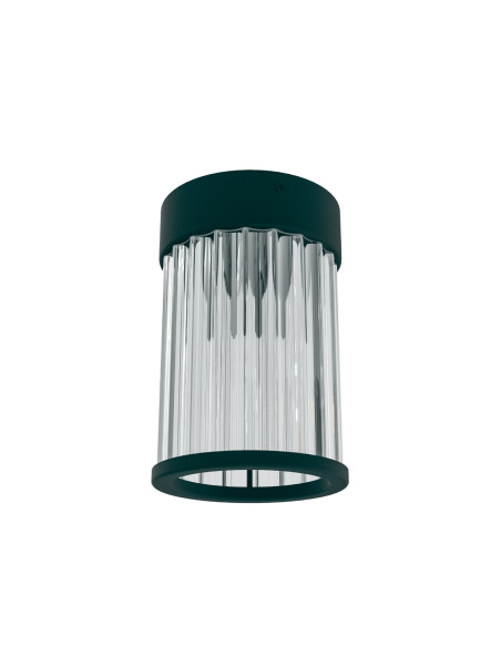 Lampa sufitowa Fiatto PL Nero 8 - elegancka lampa z transparentnego szkła i z metalowymi detalami w stylu Hampton