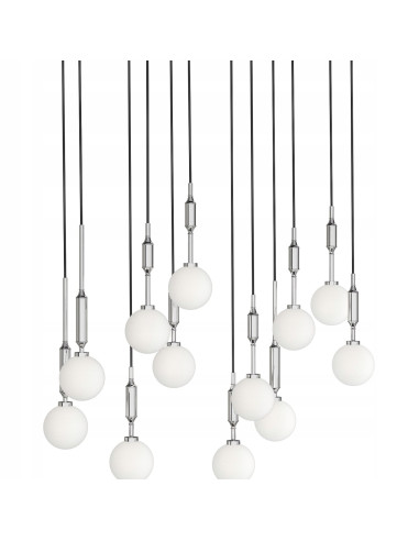 Lampa Ero XII Cromo - Nowoczesny żyrandol z 14 kulami, idealny do salonu, jadalni i biura, wysoka jakość i styl.