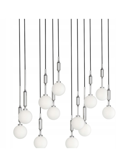 Lampa Ero XII Cromo - Nowoczesny żyrandol z 14 kulami, idealny do salonu, jadalni i biura, wysoka jakość i styl.