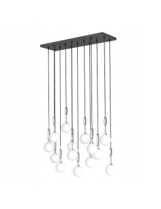 Lampa wisząca Ero XIV Cromo 80x25 z 14 kulami świetlnymi - nowoczesny żyrandol do jadalni i salonu Orlicki Design