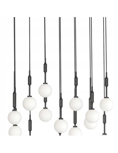 Lampa sufitowa Ero XIV Nero 80x25 - nowoczesny minimalistyczny design z eleganckimi białymi kulami