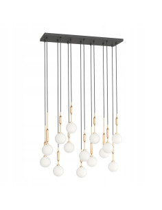 Lampa Wisząca Ero XIV Gold 80×25 z Mlecznymi Kulami - Elegancka Nowoczesność do Salonu i Jadalni, Regulowana Wysokość