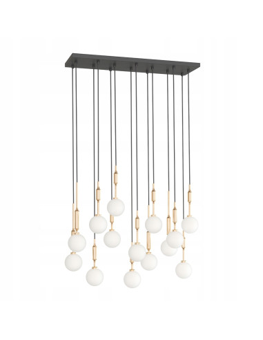 Lampa Wisząca Ero XIV Gold 80×25 z Mlecznymi Kulami - Elegancka Nowoczesność do Salonu i Jadalni, Regulowana Wysokość
