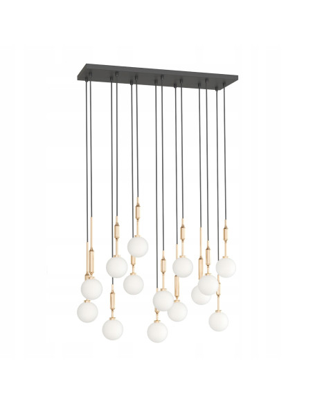 Lampa Wisząca Ero XIV Gold 80×25 z Mlecznymi Kulami - Elegancka Nowoczesność do Salonu i Jadalni, Regulowana Wysokość