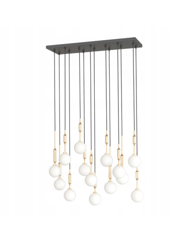 Lampa Wisząca Ero XIV Gold 80×25 z Mlecznymi Kulami - Elegancka Nowoczesność do Salonu i Jadalni, Regulowana Wysokość