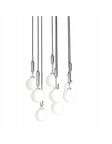 Nowoczesna lampa wisząca Ero VIII Cromo 40 z regulacją wysokości i 8 punktami świetlnymi - elegancki żyrandol do wnętrz.