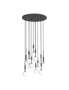 Lampa wisząca Ero XII Nero 60 – Nowoczesne oświetlenie centralne w czerni, 12 punktów światła, regulowana wysokość.