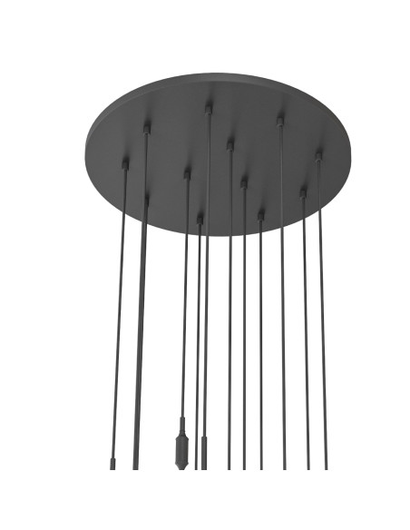Lampa wisząca Ero XII Nero 60 – Nowoczesne oświetlenie centralne w czerni, 12 punktów światła, regulowana wysokość.