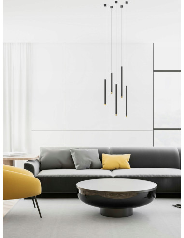 Lampa Wisząca Q I Nero/Różowe Złoto 40 - Eleganckie Oświetlenie do Wnętrz, Minimalistyczny Design, Efektywność A