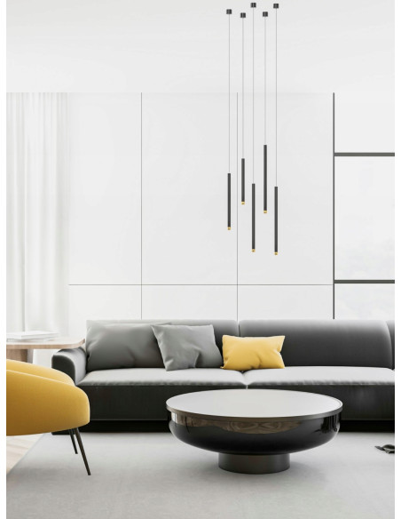 Lampa Wisząca Q I Nero/Różowe Złoto 40 - Eleganckie Oświetlenie do Wnętrz, Minimalistyczny Design, Efektywność A