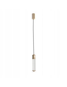 Lampa Wisząca OMI GOLD - Elegancka Cylindryczna Lampa LED z Białym Kloszem i Złotym Wykończeniem do Wnętrz