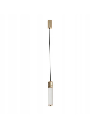 Lampa Wisząca OMI GOLD - Elegancka Cylindryczna Lampa LED z Białym Kloszem i Złotym Wykończeniem do Wnętrz