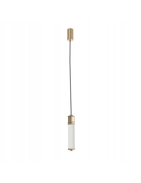 Lampa Wisząca OMI GOLD - Elegancka Cylindryczna Lampa LED z Białym Kloszem i Złotym Wykończeniem do Wnętrz