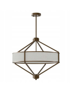 Lampa sufitowa Zundo Chocco 60 cm w stylu Art Deco - elegancka, czekoladowa z jasnym abażurem do nowoczesnych wnętrz.