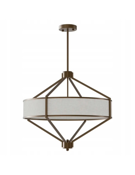 Lampa sufitowa Zundo Chocco 60 cm w stylu Art Deco - elegancka, czekoladowa z jasnym abażurem do nowoczesnych wnętrz.