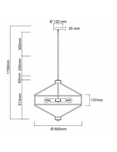Lampa sufitowa Zundo Chocco 60 cm w stylu Art Deco - elegancka, czekoladowa z jasnym abażurem do nowoczesnych wnętrz.