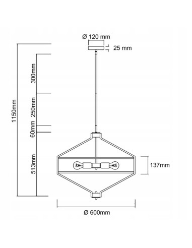 Lampa sufitowa Zundo Old Gold 60 cm - elegancki element dekoracyjny w stylu glamour i nowoczesnym
